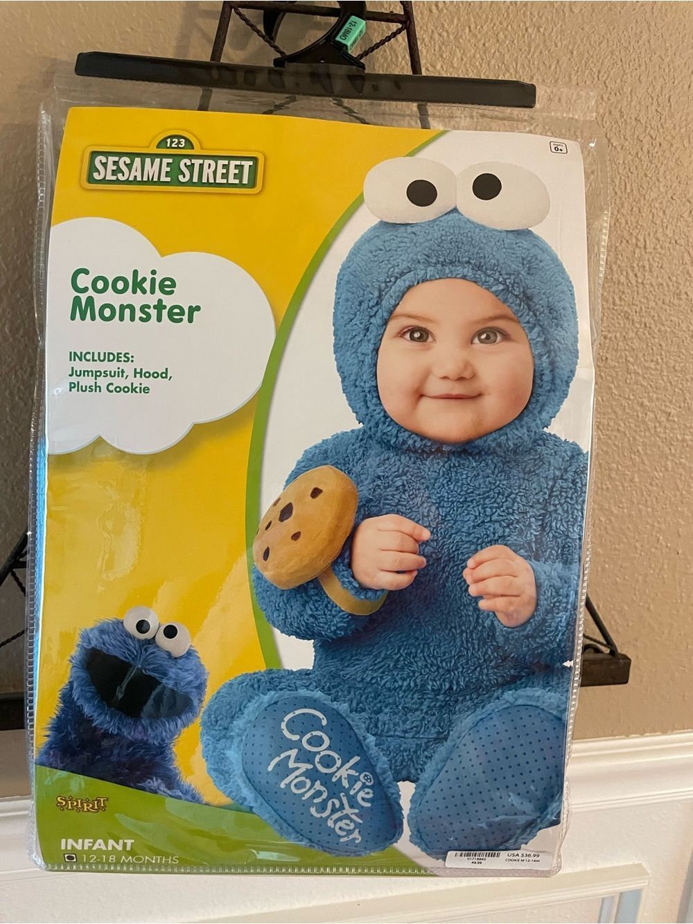 Sesame Street Infant Cookie Monster Costume Soft Plush Cookie 12-18 Months